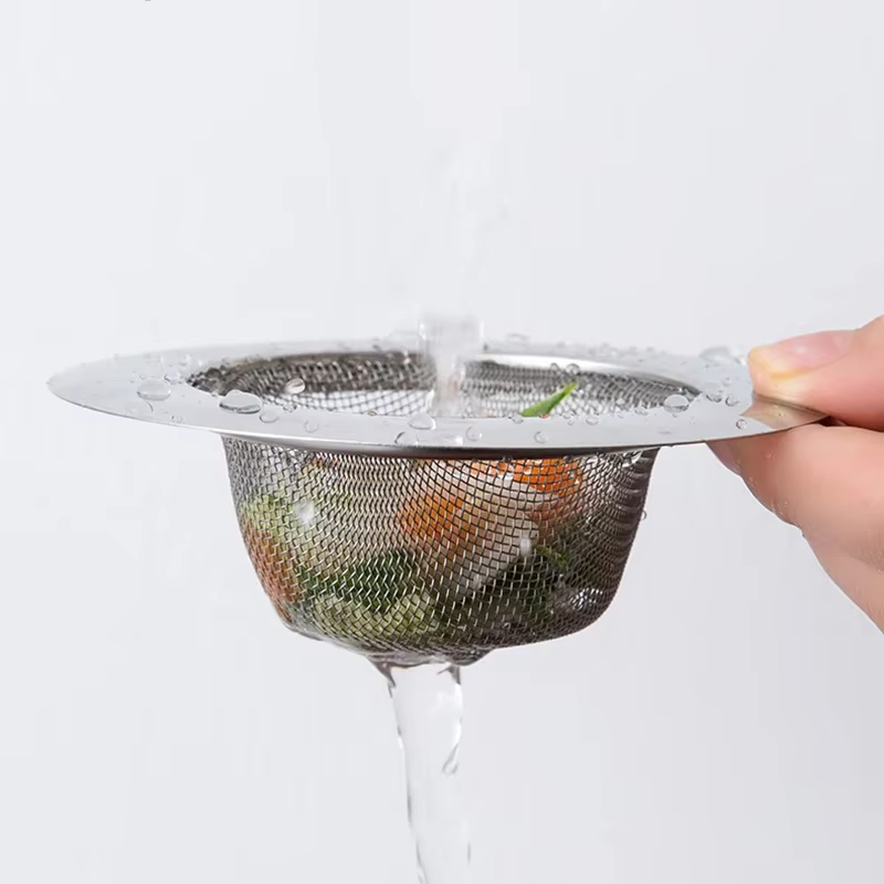 Stainless Steel Sink Strainer Washbasin Hair Strainer Sewer Floor Drain Kitchen Accessories Sink Strainer Drain Food Catcher Metal Net Food Slag Stopp