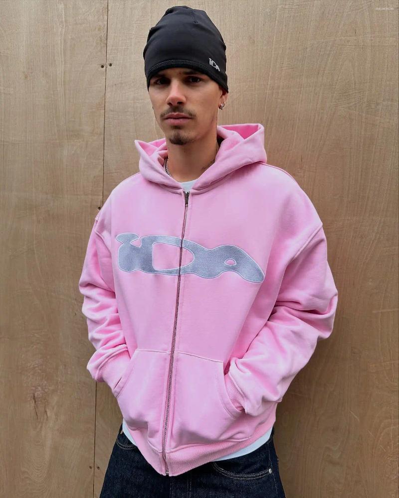 Mens Hoodies Letter Zipper Hoodie Men Clothing IDA Fashion Trendy Embroidery Oversized Loose Sweatshirt Women Street Zip Up Jacket