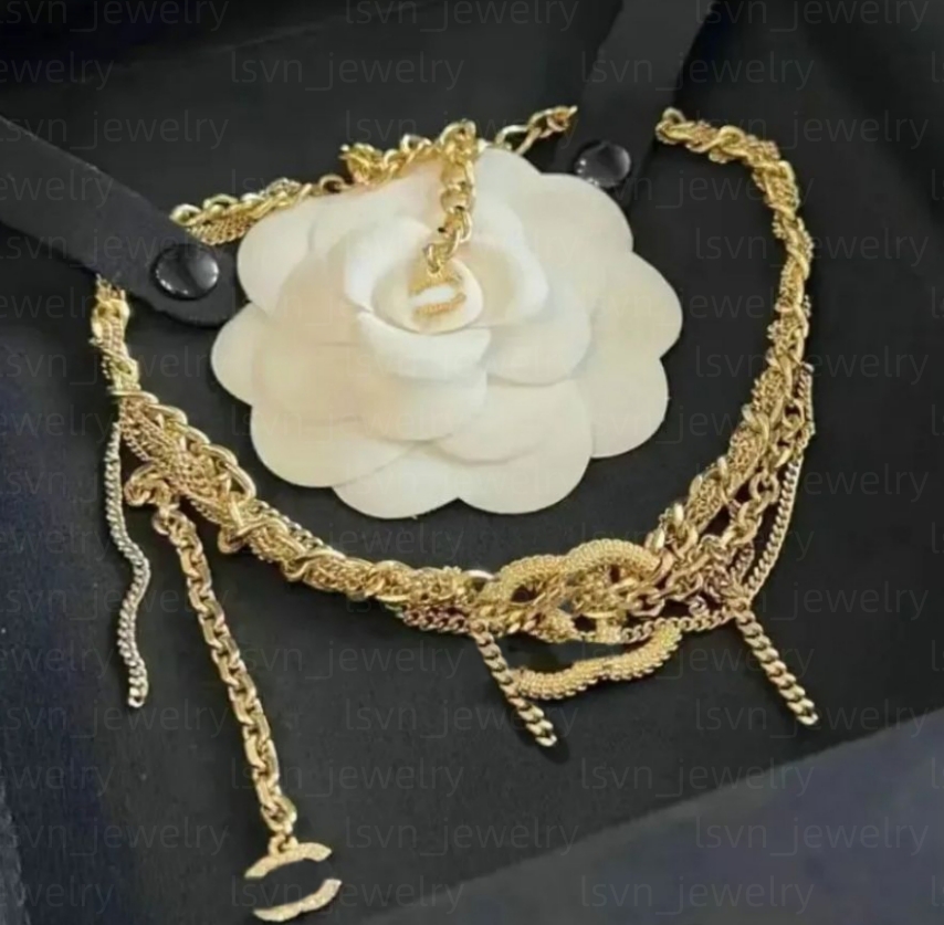 Women Necklace Choker Chain Letter 18K Gold Plated Tassel Necklaces Designer Necklace Pendant Jewelry Accessories