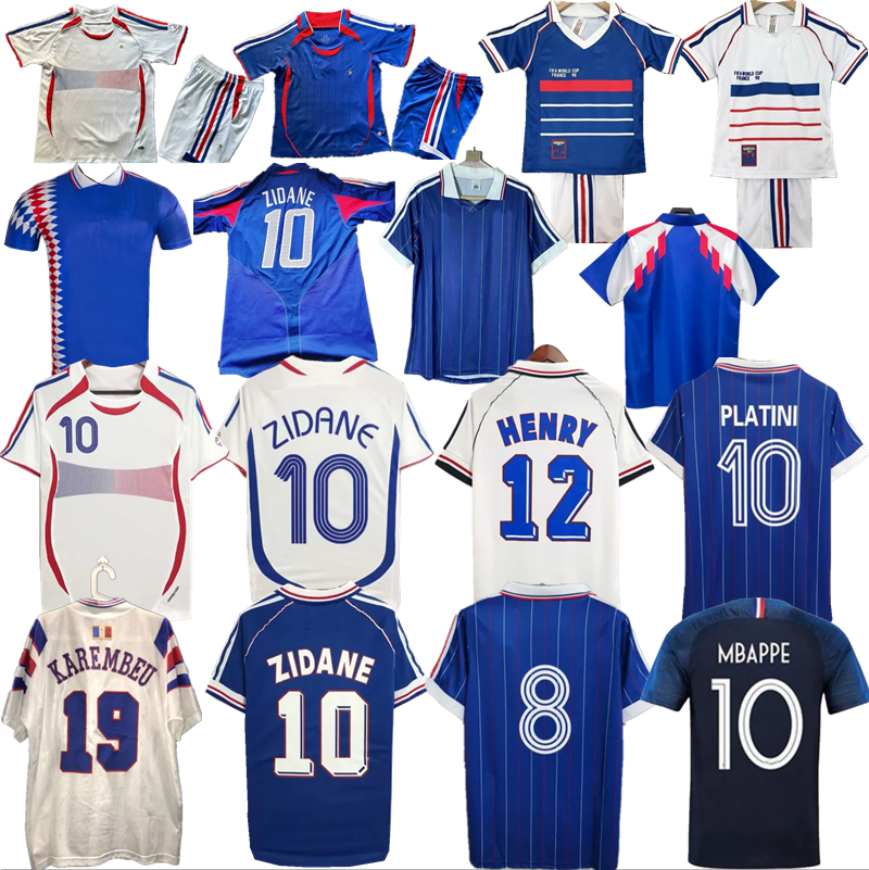 French Retro Soccer Jerseys Long sleeves 1982-2018 TREZEGUET DUGARRY PETIT ANELKA DESAILLY DESCHAMPS HENRY VIEIRA RIBERY Uniforms Men kids kit Football Shirt 16-2xl
