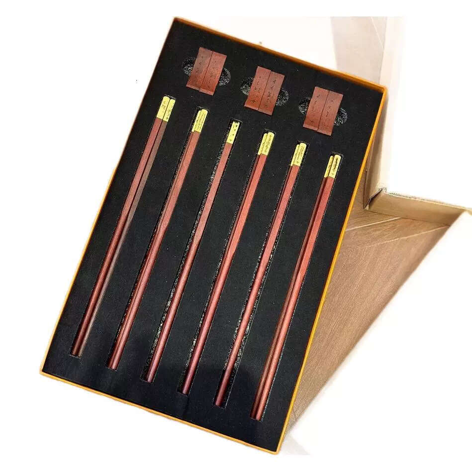New Year's Red Sandalwood Set Carving Home Utensils Gift Chopsticks Lacquer Free Health 12315