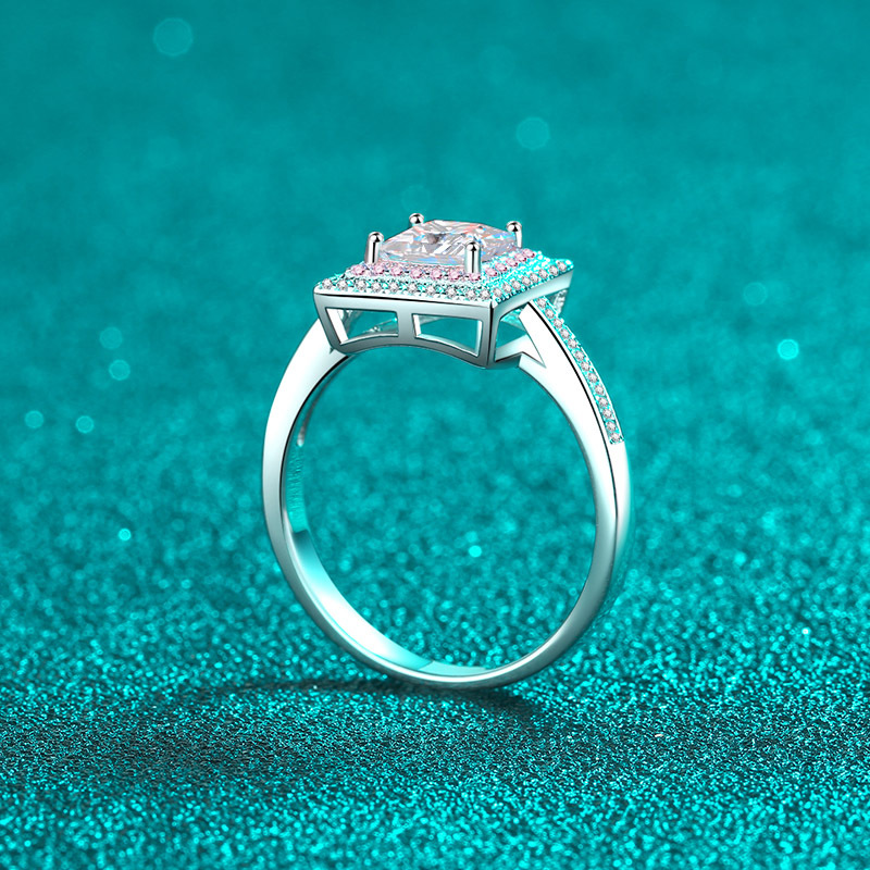 Chic & Lasting Beauty: Exquisite Rhodium Plating Protects this Trendy Moissanite Engagement Ring for Her