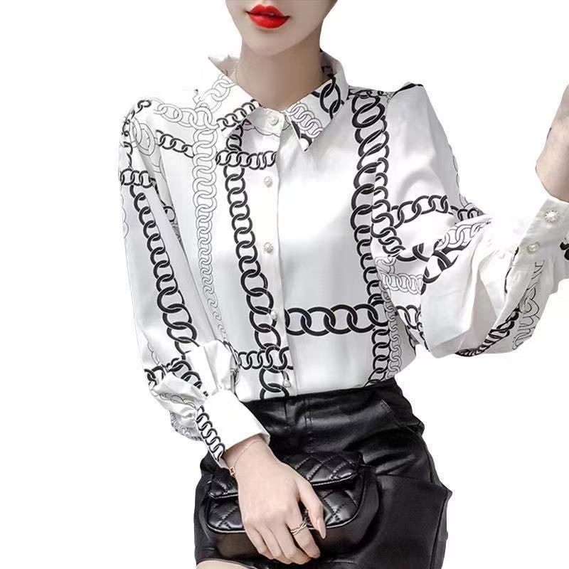 2025 spring Womens Shirts Designer Brand Long Sleeve Top Stylish sexy translucent gauze blouses plus size Loose office lady chiffon shirt tees tops