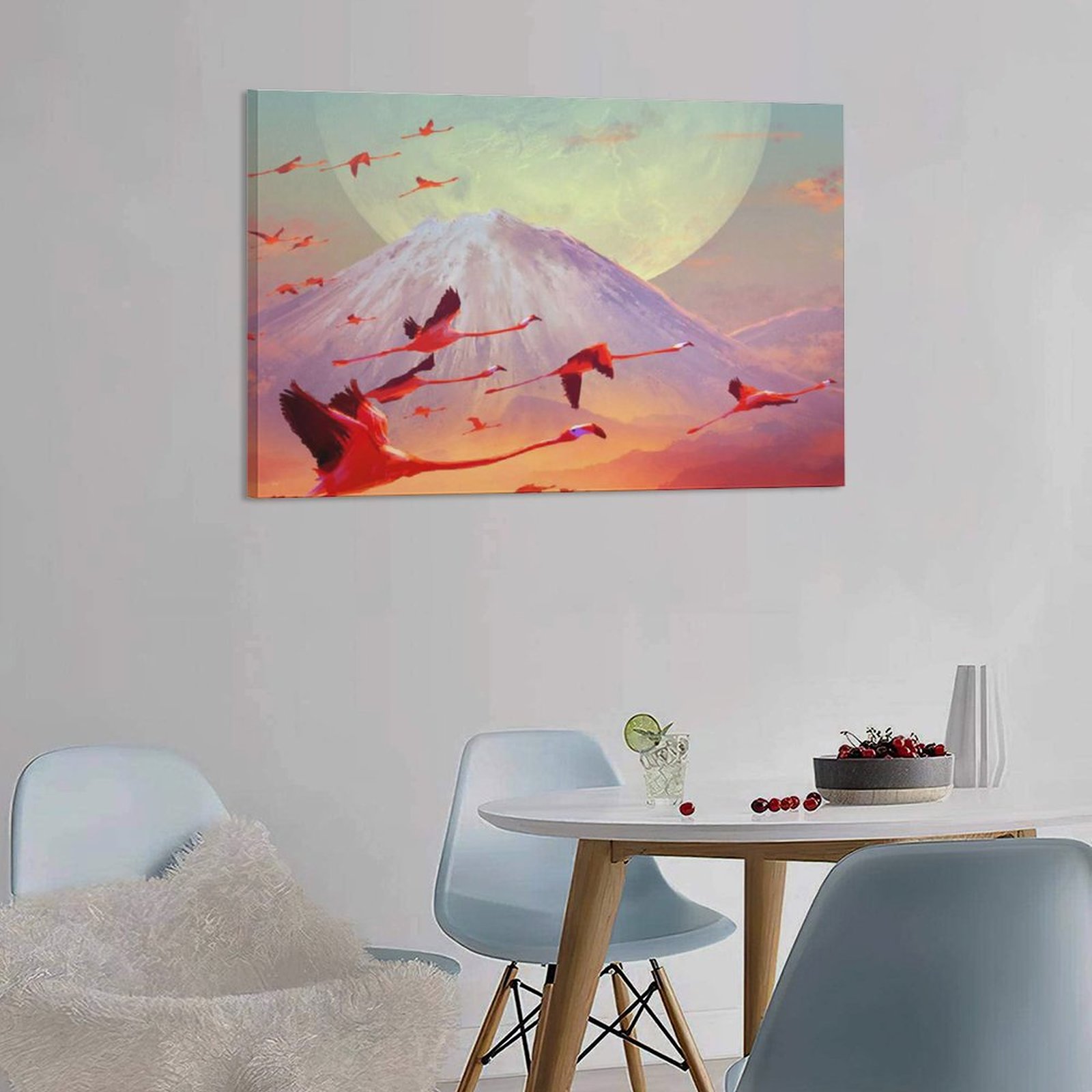 Home Decor Luxury Hanging Picture-Rectangle Animal Flamingos at Sunset Frame-style Canvas Prints Wall Art Decor Print Picture Paintings for Living Roo