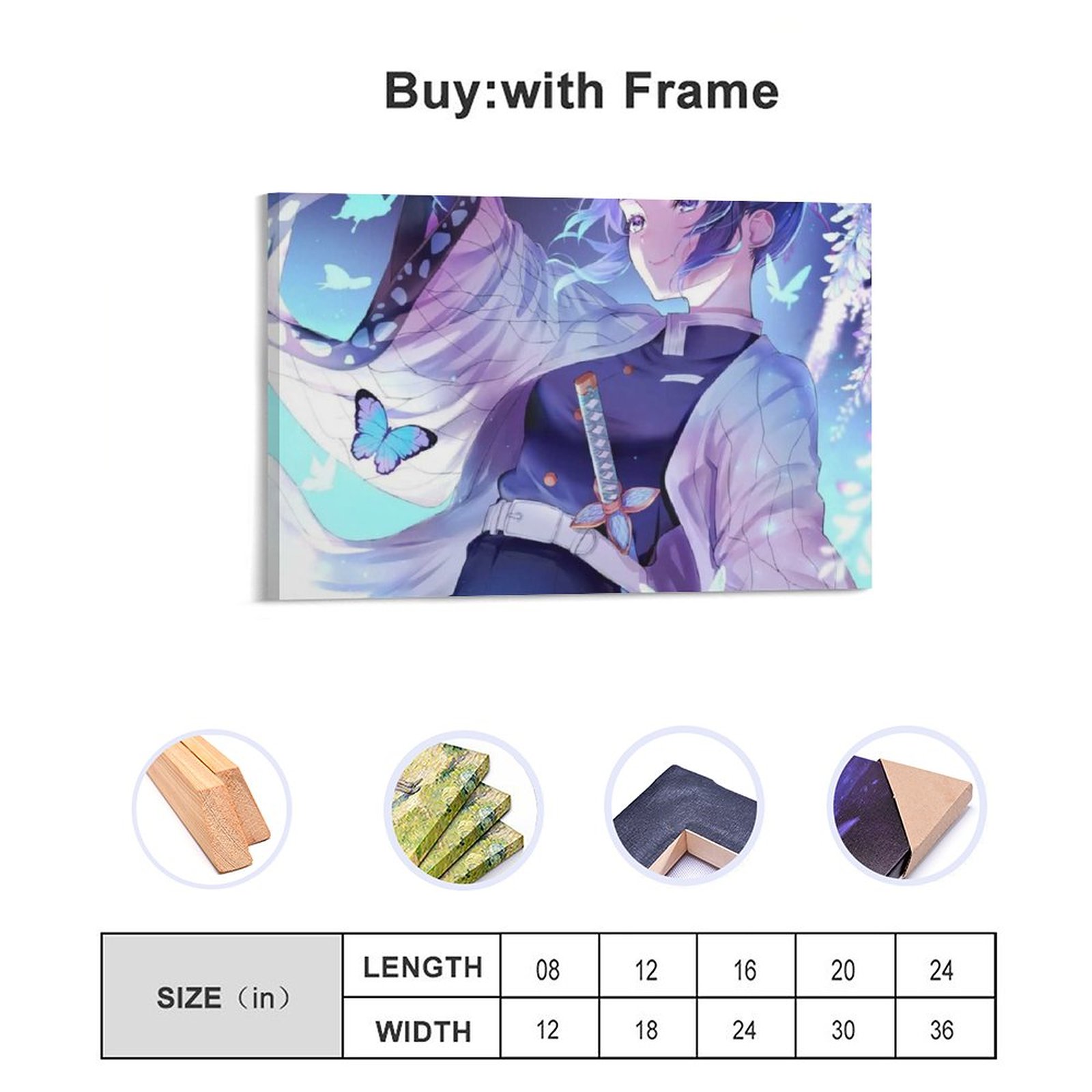 Home Decor Luxury Hanging Picture-Rectangle Demon Slayer Shinobu Kocho Anime Canvas Prints Wall Painting Wall Art Decor Print Picture Paintings for Li