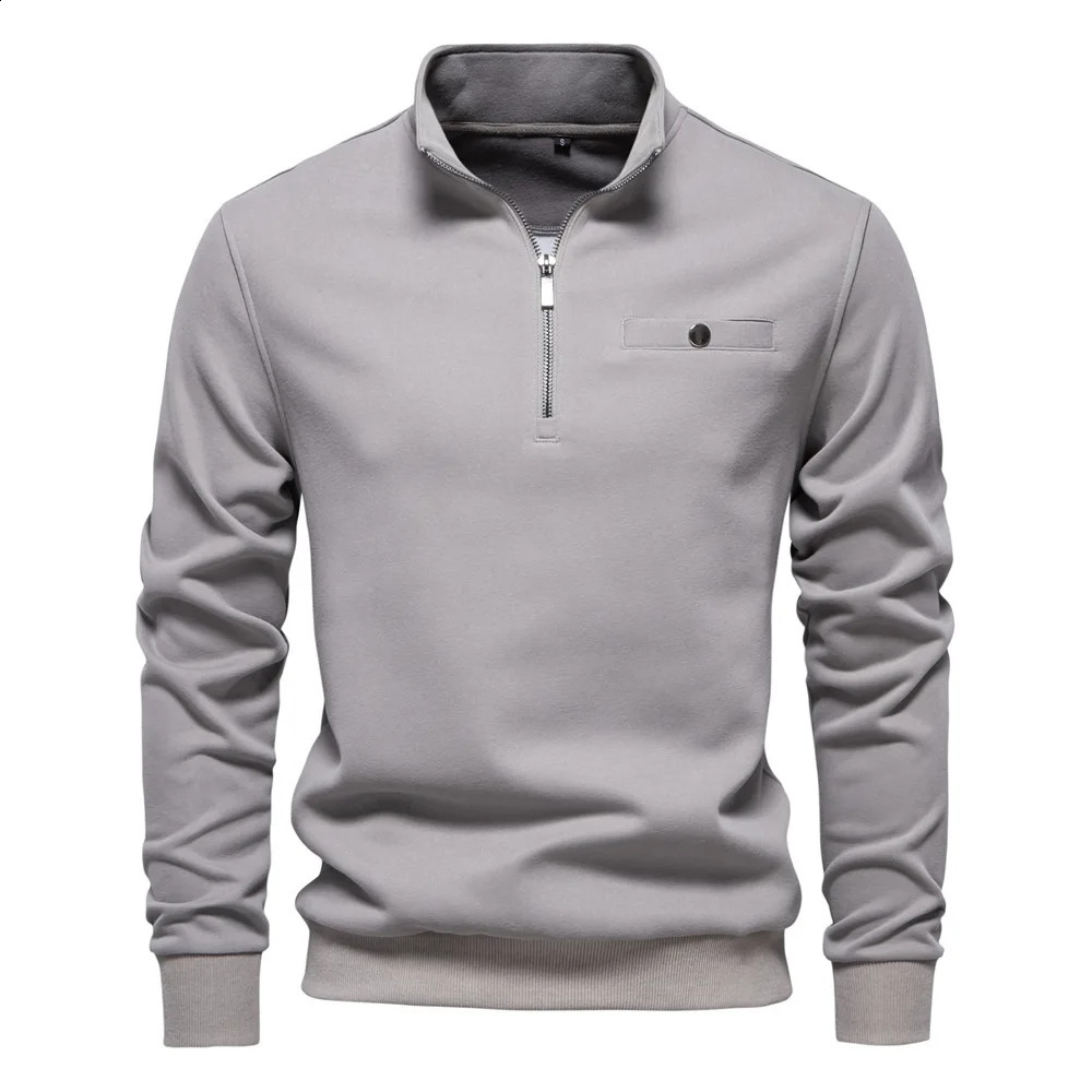 2025 hoodie men half Zipper Pocket Decoration Cotton Blend Sweatshirt for Men Casual Sport Pullover Mens Sweatshirts 250513