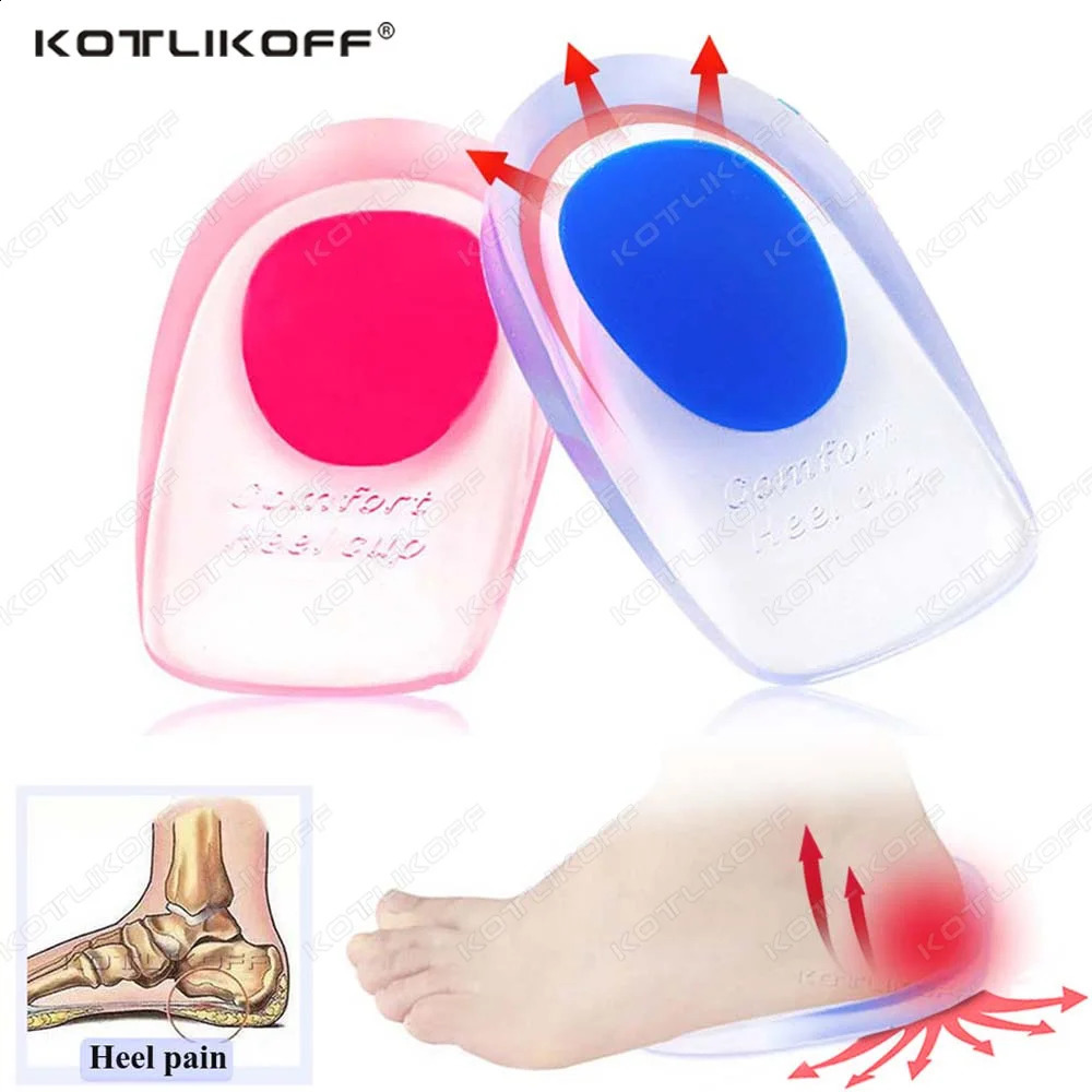 Soft Silicone Gel Insoles for Heel Spurs Pain Relief Foot Cushion Foot Massager Care Heel Cups Shoe Pads Height Increase Insoles 250521