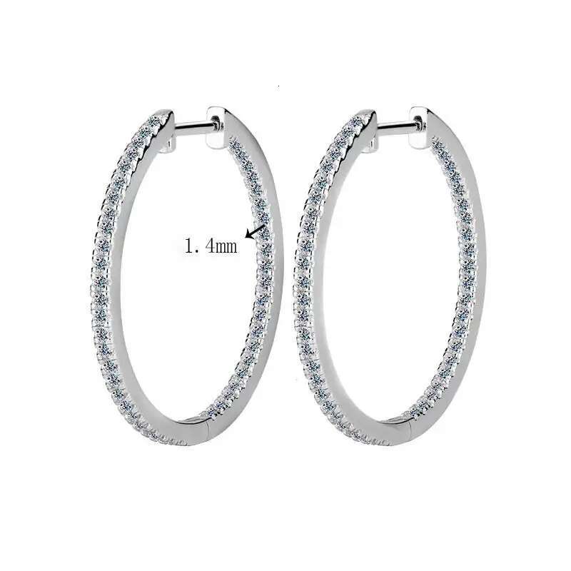 30mm 1.2cttw D Color VVS1 Moissanite Hoop Earrings 925 Sterling Silver Women Iced Bling Lab Diamond Circle Earrings Fine Jewelry