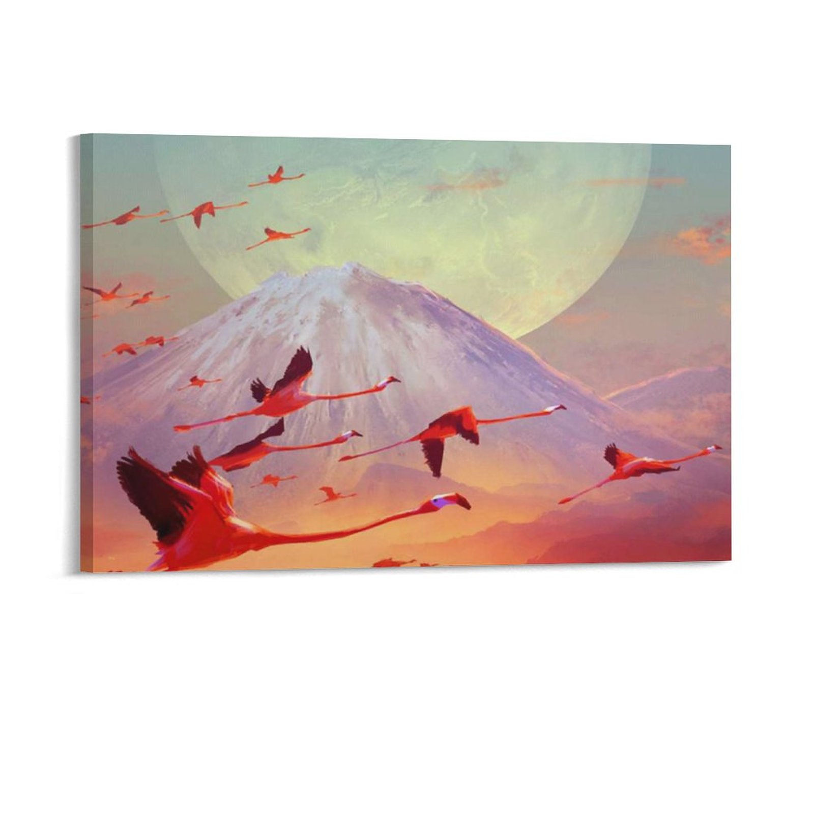 Home Decor Luxury Hanging Picture-Rectangle Animal Flamingos at Sunset Frame-style Canvas Prints Wall Art Decor Print Picture Paintings for Living Roo