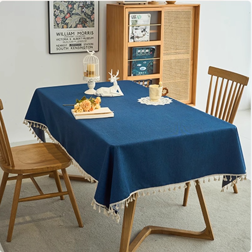 B387 Japanese style simple cotton and linen fabric tpu tablecloth wash-free waterproof and oil-proof tablecloth rectangular anti-scalding coffee table