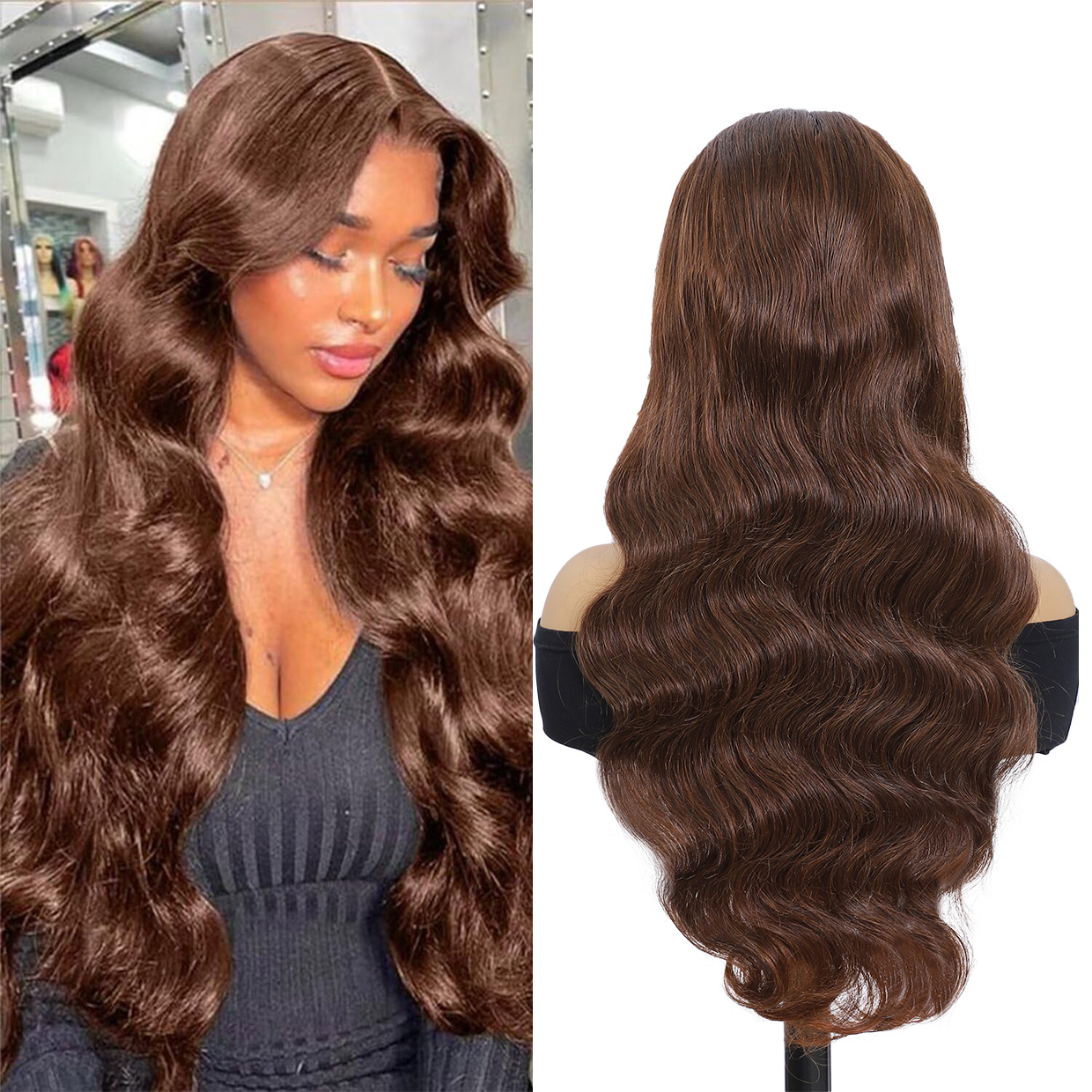 18 "-30" | 360 lace wig Body Wave human hair wig suitable for black women # 4 red brown pre pulled hairline natural baby hair