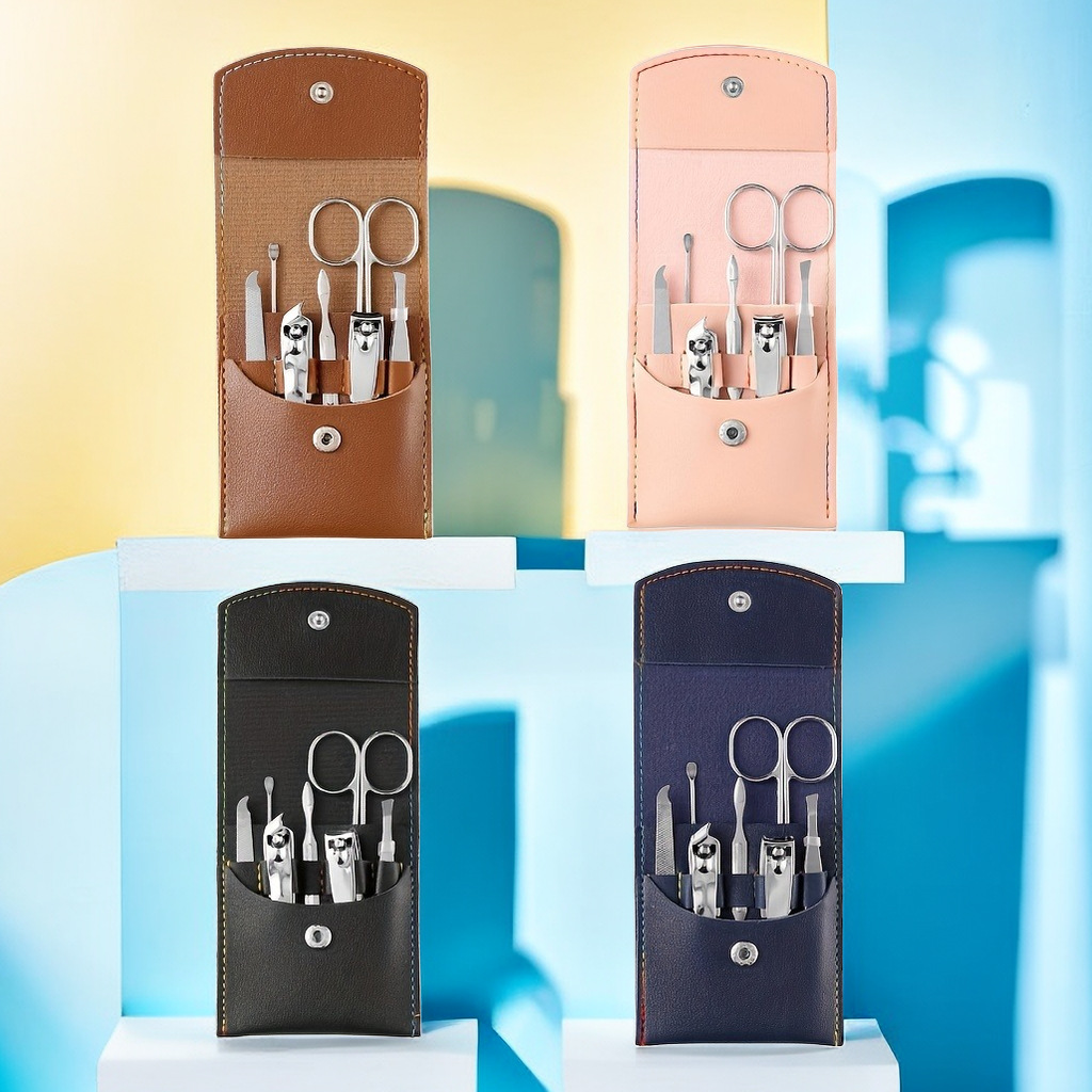 Set Of 7 Nail Clippers Scissors And Files With A Foldable Bag For Beauty Salon Manicure And Pedicure Tools