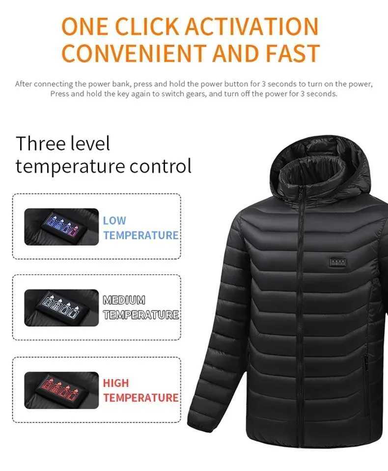 Winter Heated Jacket Men 23 Area Four Switch Control USB Electric Down Cotton Coat Self-heating Clothes Women Lightweight Parka Z250522