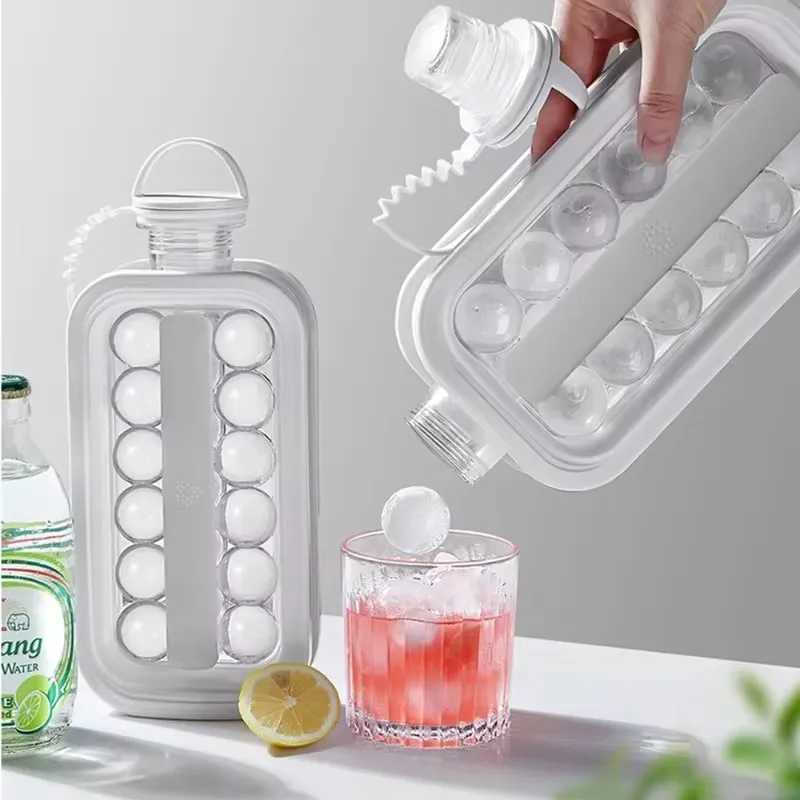 High Quality Two-in-One Folding Ice Cube Maker Molds Bottle Creative Ice Hockey Bubble Iceball Maker Kettle for Bear Whisty T250522