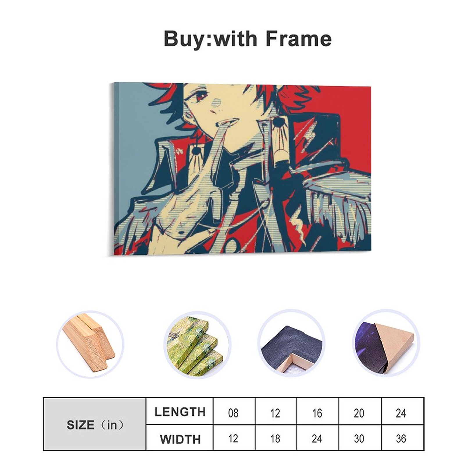 Home Decor Luxury Wall Art Hanging Picture-Rectangle Anime Giyu Tomioka Poster Frame-style Canvas Prints Wall Painting Wall Art Decor Print Picture