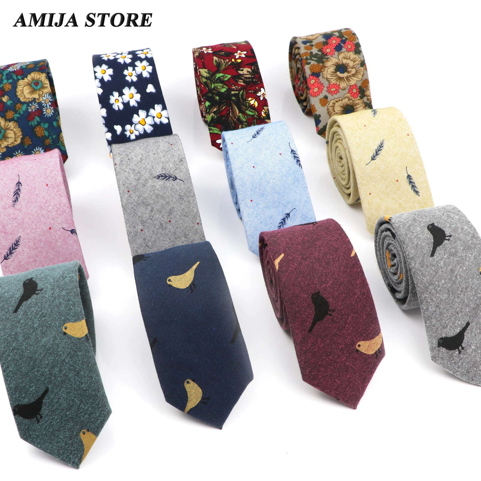 Cute Cartoon Cotton Tie For Men Women Feather Bird Necktie For Wedding Bussiness Casual Mans Neckties Flower Cravat Daily Wear 250522