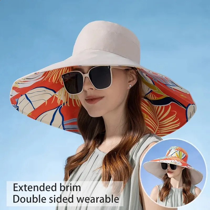 Xinbaoguan 100%polyester8240Cross-border WOMENS Double-sided Enlarged Brim Fisherman Hat Summer Sun Hat Fashionable Sun Hat 250520