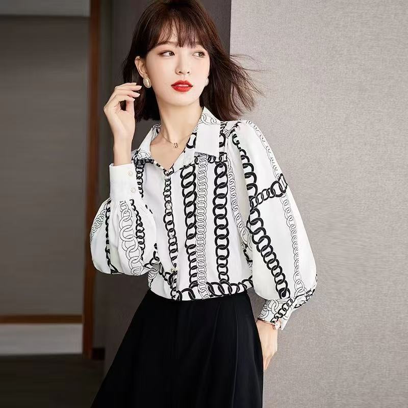 2025 spring Womens Shirts Designer Brand Long Sleeve Top Stylish sexy translucent gauze blouses plus size Loose office lady chiffon shirt tees tops
