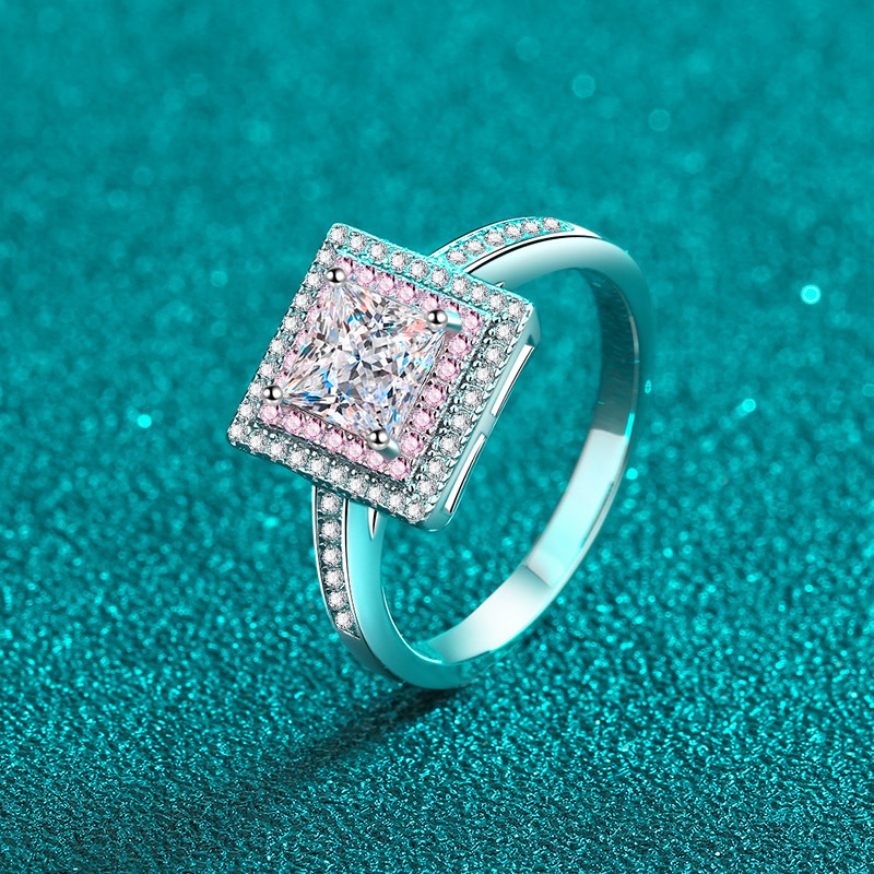Chic & Lasting Beauty: Exquisite Rhodium Plating Protects this Trendy Moissanite Engagement Ring for Her