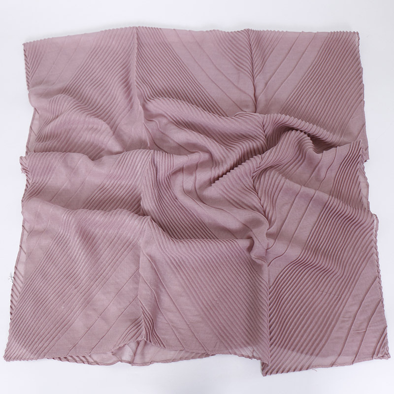 K788 Summer new solid color cotton and linen large and small pleated scarf high quality solid color wrinkled
