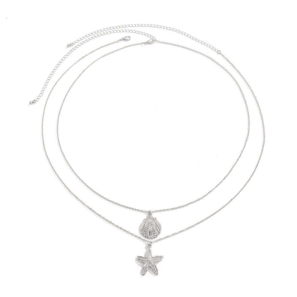 Adjustable Seashell Starfish Waist Chain Gold and White Alloy Body Jewelry for Beachwear Summer Vacations