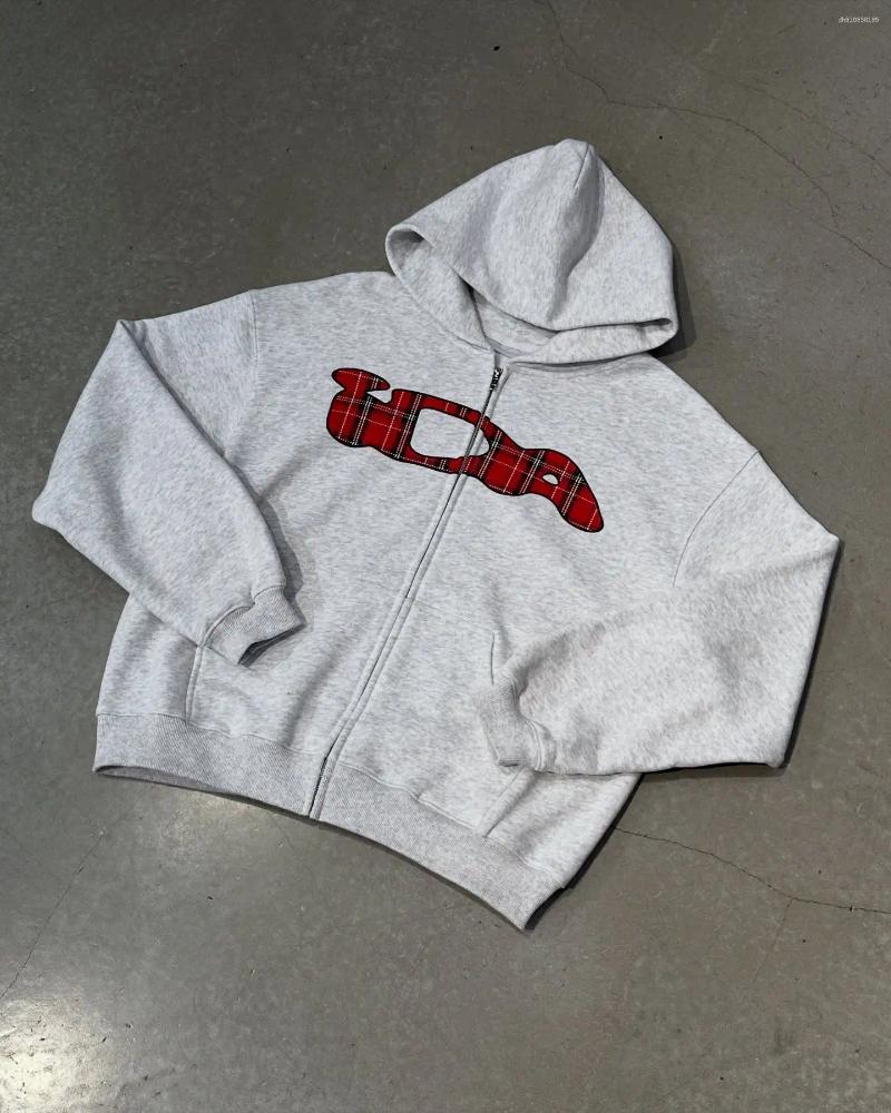 Mens Hoodies Letter Zipper Hoodie Men Clothing IDA Fashion Trendy Embroidery Oversized Loose Sweatshirt Women Street Zip Up Jacket
