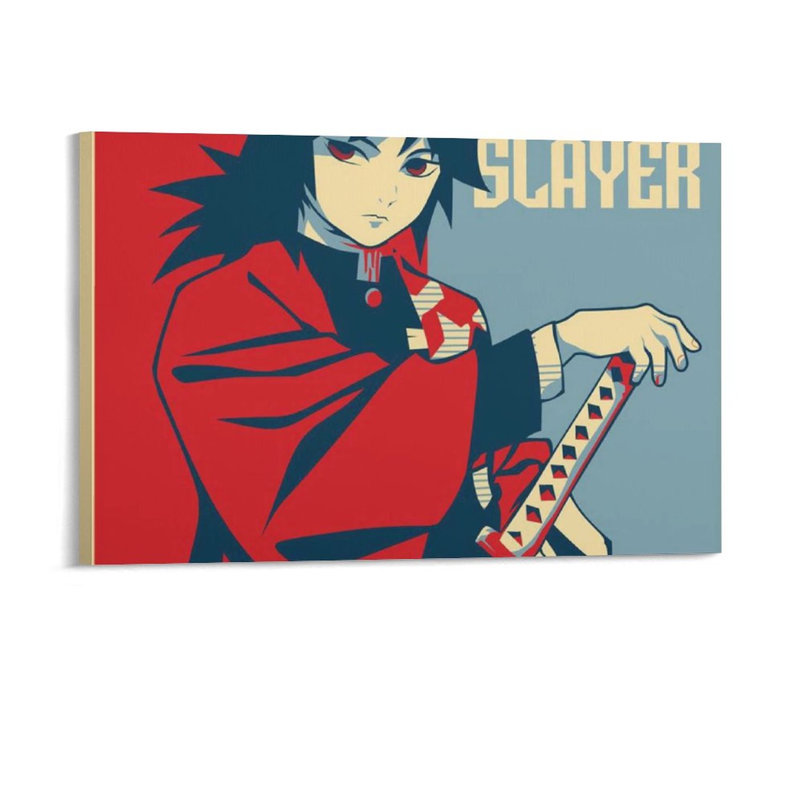 Wall Art Hanging Picture-Rectangle Demon Slayer Giyu Tomioka Cartoon Frame-style Canvas Prints Wall Painting Picture Paintings for Living Room Home De