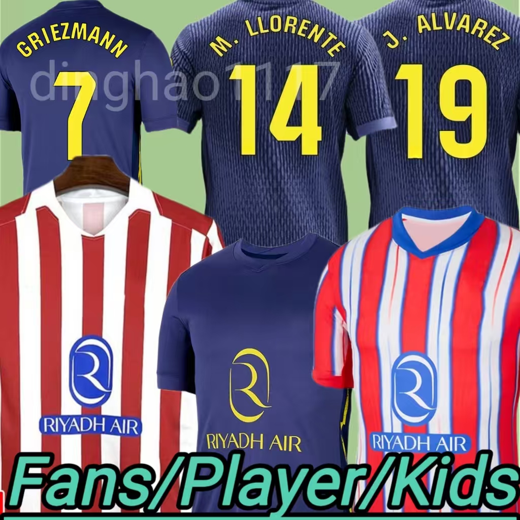 Atletico Madrids soccer jerseys GRIEZMANN 2025 2026 120th anniversary 25 26 J.ALVAREZ M.LLORENTE KOKE SAUL Correa LEMAR football shirt men kids kit sets uniforms