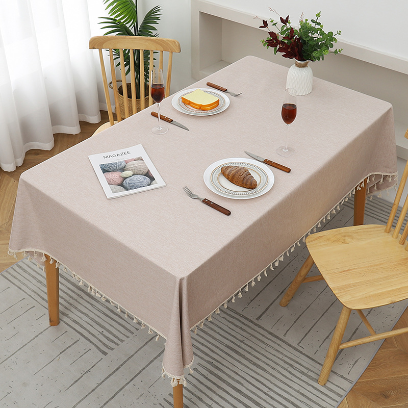 A676 solid color cotton and linen waterproof and oil-proof washable tablecloth fabric solid color household coffee table Ingni wholesale factory direc