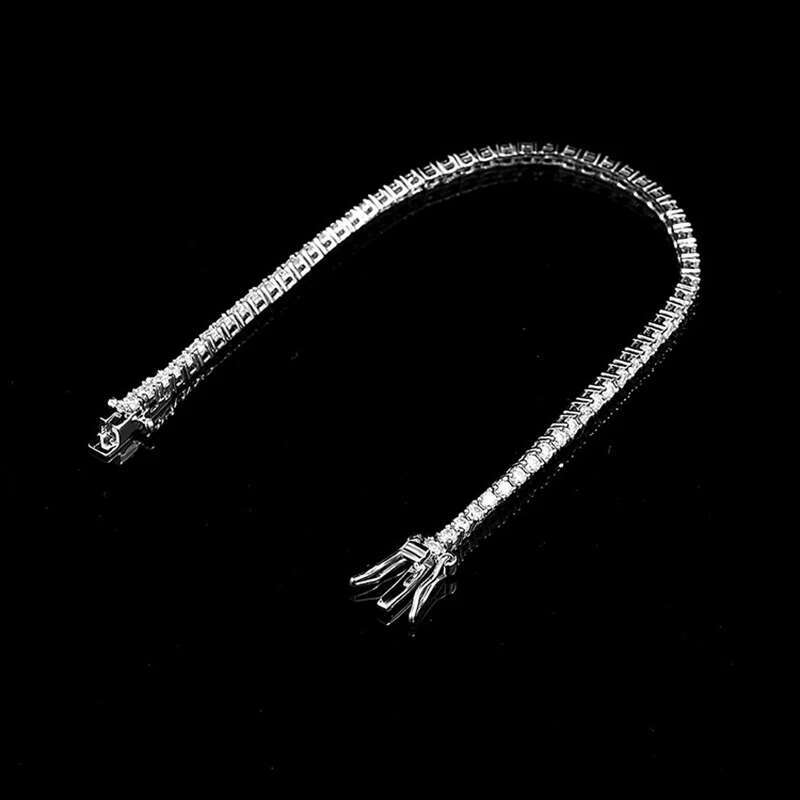 2mm/0.03ct Real Moissanite Tennis Bracelet Women 925 Sterling Silver Lab Diamond Link Chain Bracelets Bangle Platinum Plated Gra