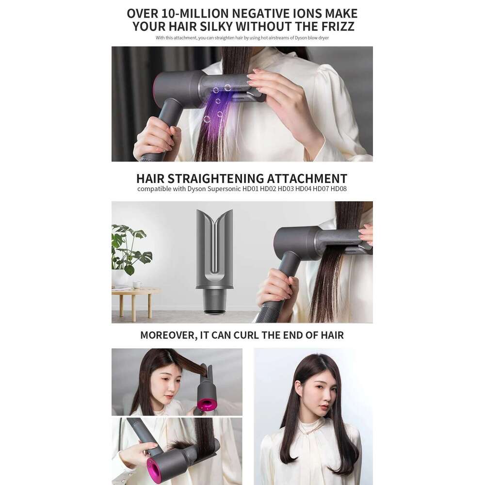 Straight Nozzle Attachment For Dyson Airwrap HD Supersonic Dryer Hair Styling Plate Clamp Straightening Tool