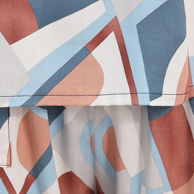 Geometric Rhythm Lounge Set CottonBlend Versatile Comfort Tshirts Pants Natural Aesthetic Plus Size 2025 Summer Loose Suit 250516Z