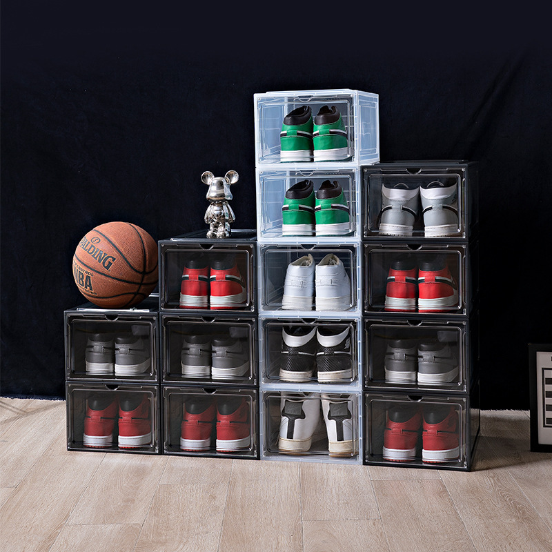 PP thickened transparent shoe box storage, plastic magnetic dust - proof acrylic storage box, shoe combination shoe cabinet, wholesale