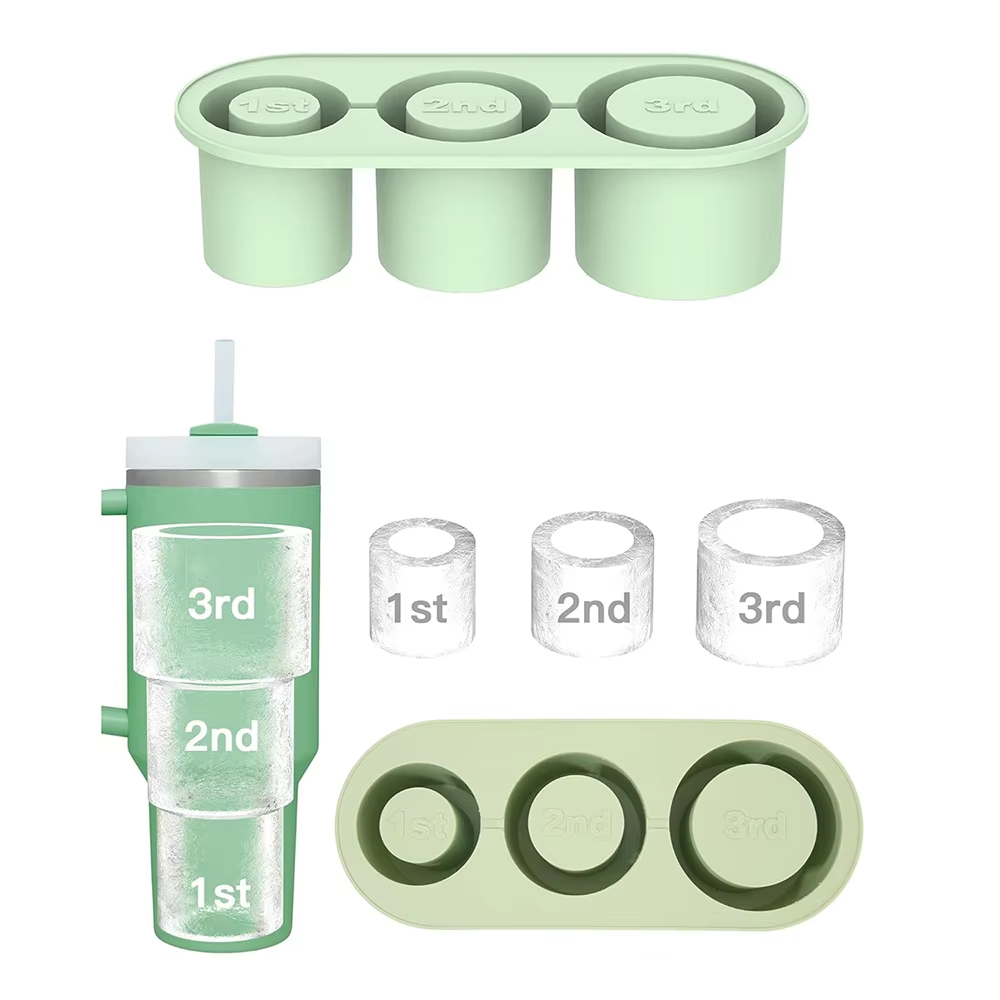 Ice Cube Tray For Stanley Cup with Lids - Round Tube Ice Trays for Whiskey Large Capacity for Silicone Ice Maker Reusable Cocktail Beverage Coffee Ice