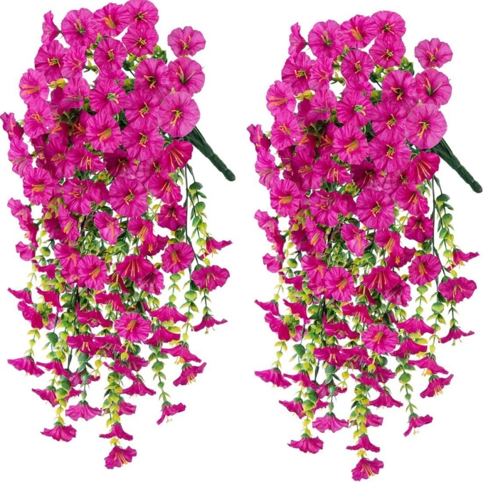 Room Decor UV-proof Artificial Morning Glory and Eucalyptus Hanging Decoration Suitable for Home Garden Wedding Flowers