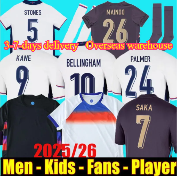 2024 2025 Englands Football Shirt Bellingham PALMER Foden MAINOO 24 25 Kane Rice Saka Soccer Jerseys Home Away Camisa De Futebol Adult Men Kids Kit Uniform Fans Player
