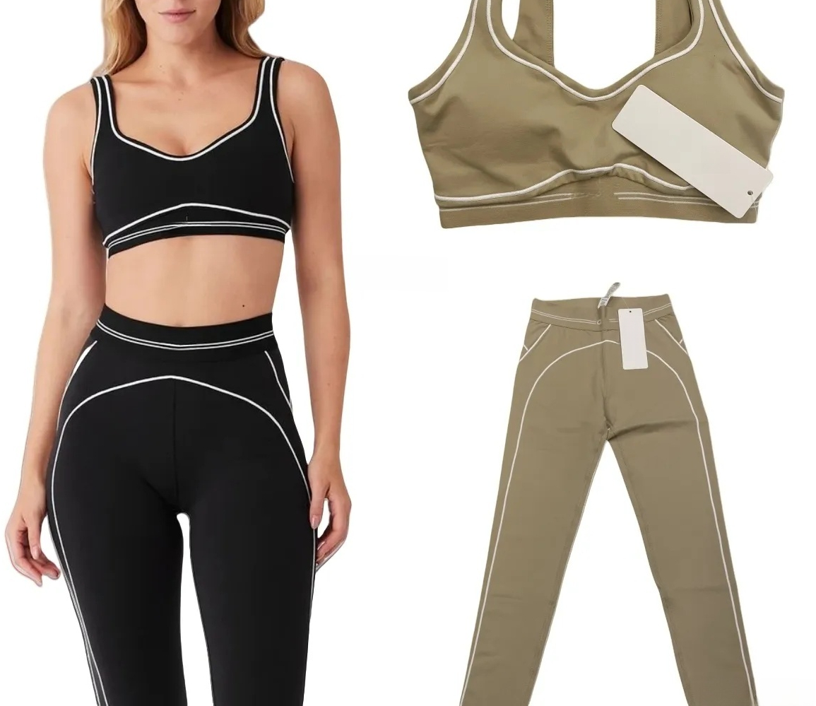2025 5a designer yoga set womens sports braleggings highend white striped low back dance yoga outfits summer running fitness gym