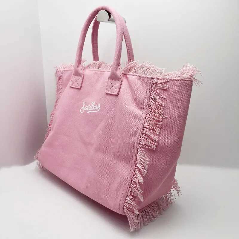 Light Luxury New Womens Large Capacity Tote Bag Fashion Comfortable Casual Travel Canvas Bag Striped Handmade Tassel Handbag W250522