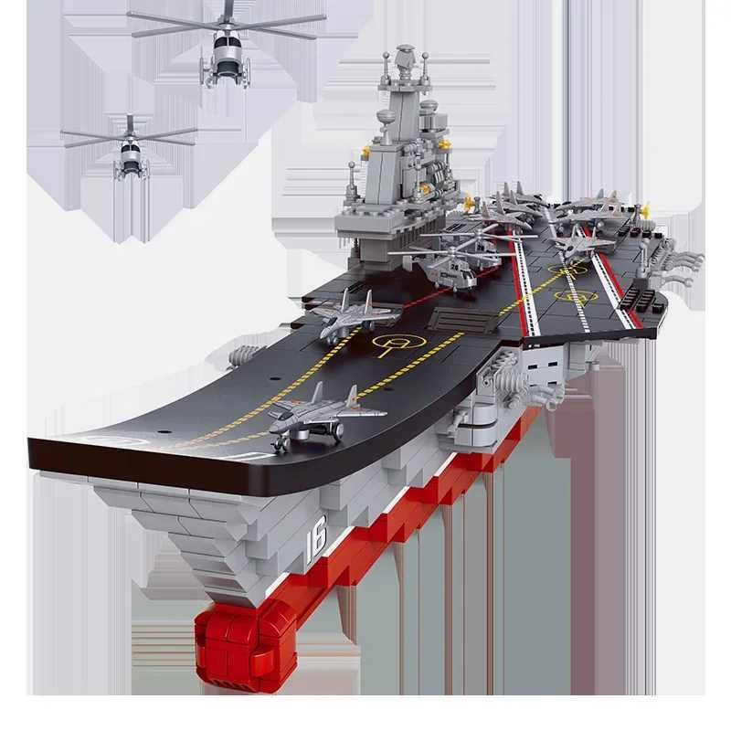 Creativi Warship Military Battle Ship Boat Model Building BlocksSluban Aircrafted Carrier Destroyer Sets Weapon Bricks Toys W250522
