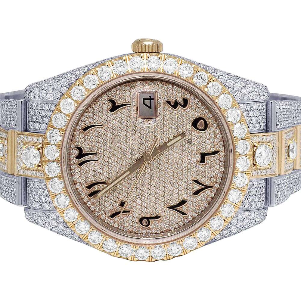 High-quality two-tone wristwatch with a completely chilled Arabic dial VVS date display, stylish and shiny, suitable for trendsetters