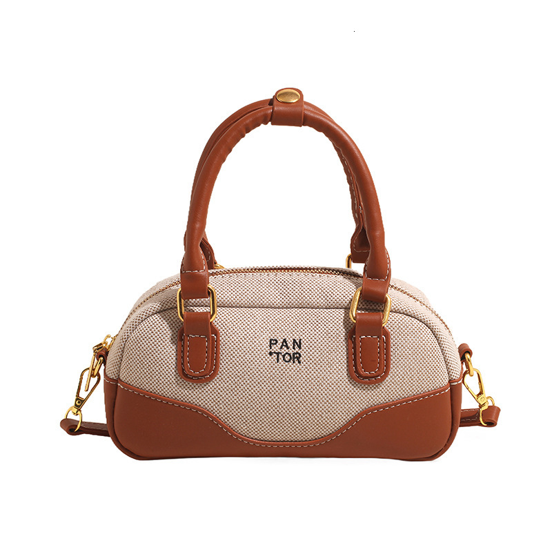 2025 New Outdoor Style Luxury Free Delivery Designer Bag Color Blocking Small Bowling Bag Niche Design Simple Commuting Boston Single Shoulder Pillow 