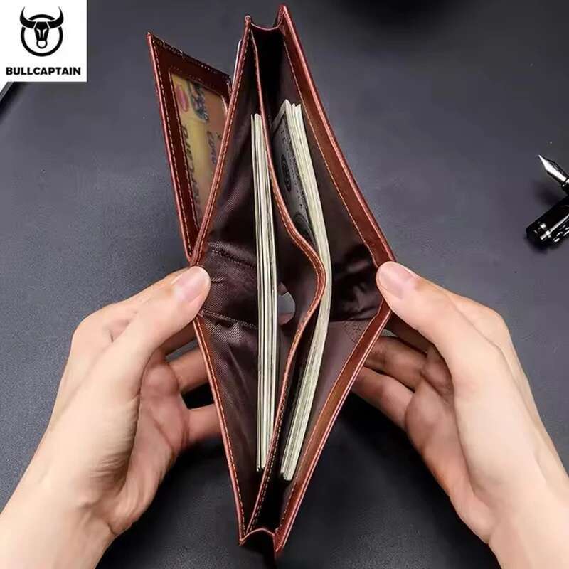 BULLCAPTAIN Genuine Leather Male Brand Designer Business Multi-function Storage Purse Rfid Card Package Wallet Men
