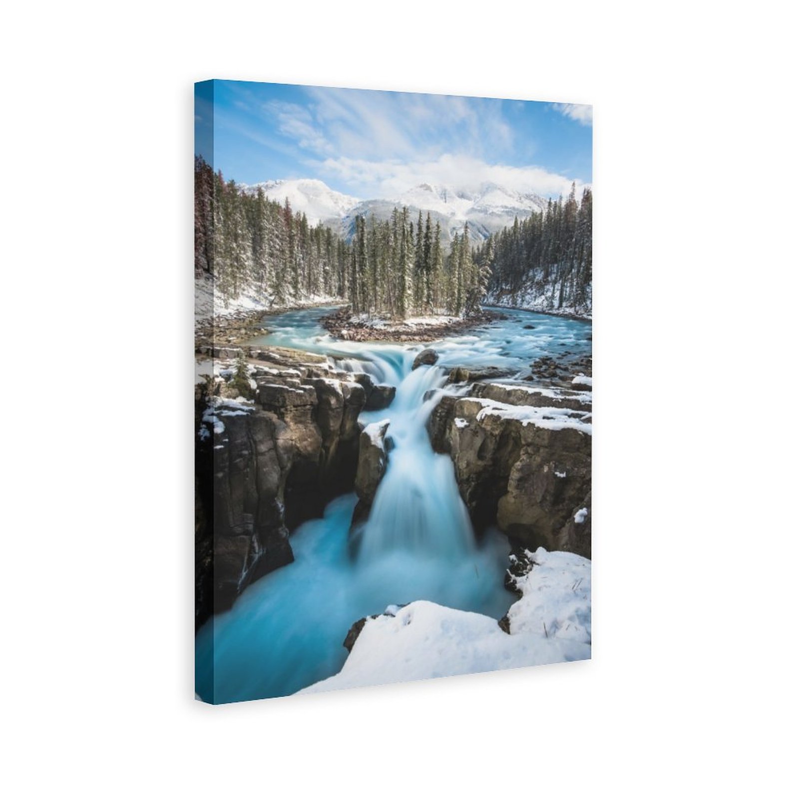 PHome Decor Luxury ainting Snowy Falls Forest Landscape Frame-style Canvas Prints Wall Painting Wall Art Decor Print Paintings for Living Room Gift Fo