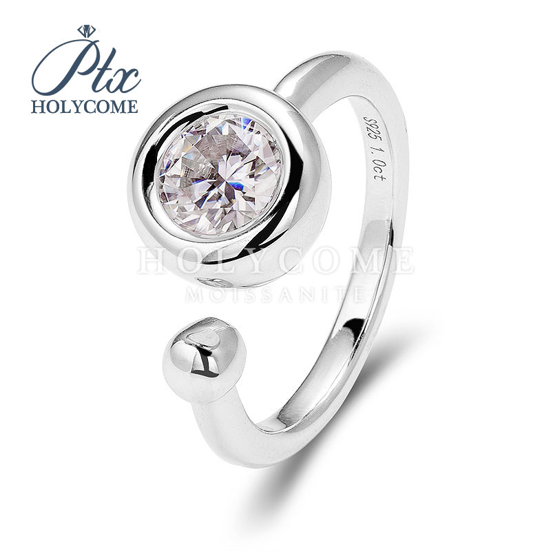Fashion Moissanite Open Ring 925 Sterling Silver Jewelry D Color Round Brilliant VVS Diamond Bubble Party Daily Wear Ring Gift for Women