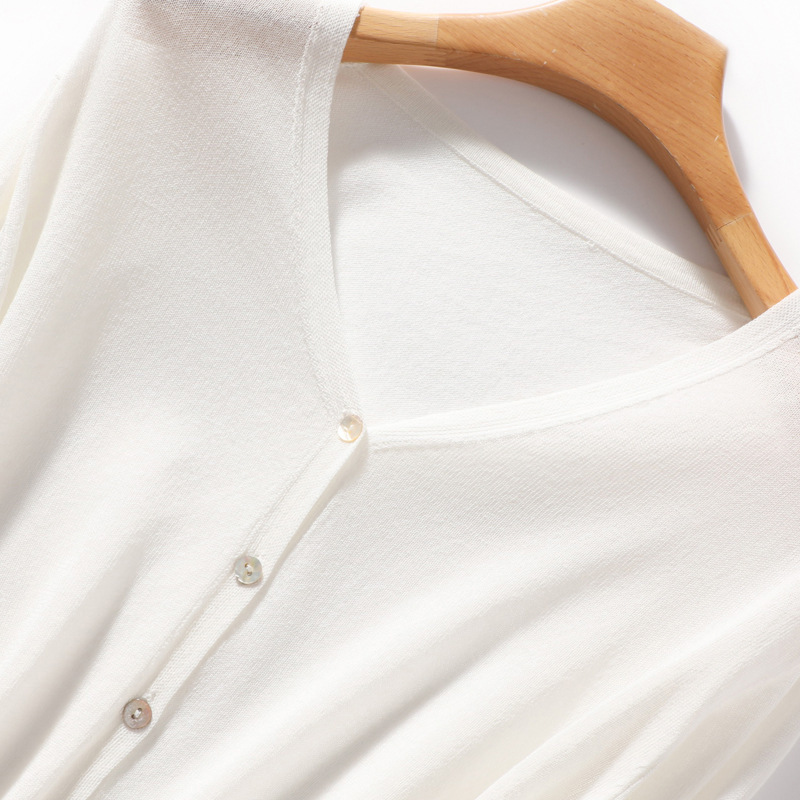 L3207 woven cardigan sun protection clothing women's round neck summer ramie thin sweater outer wear long sleeve loose clothing