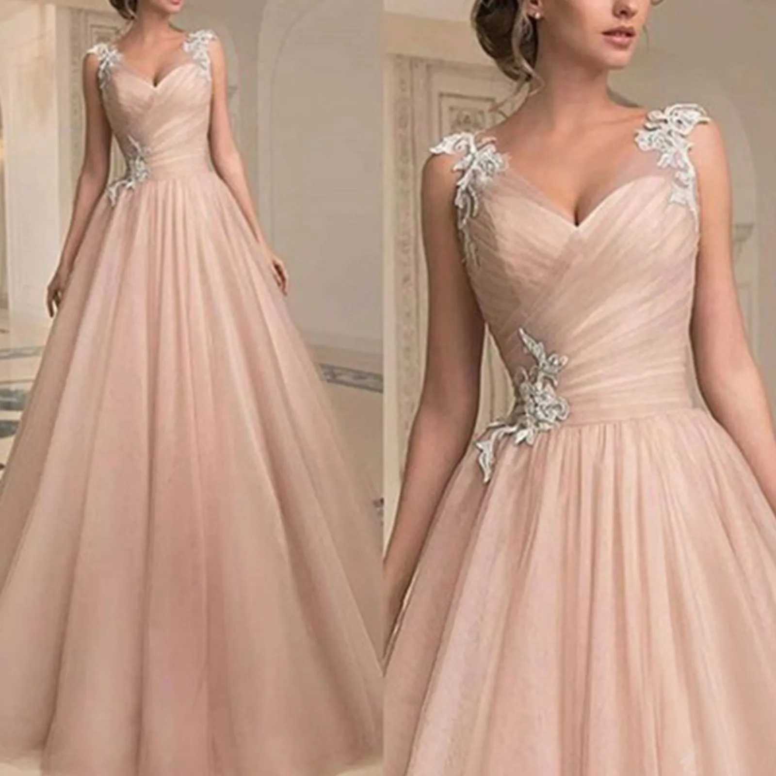 Elegant Dresses For Women Womens Elegant Evening For Wedding Lace Chiffon High Low Dress Woman Clothing M250522