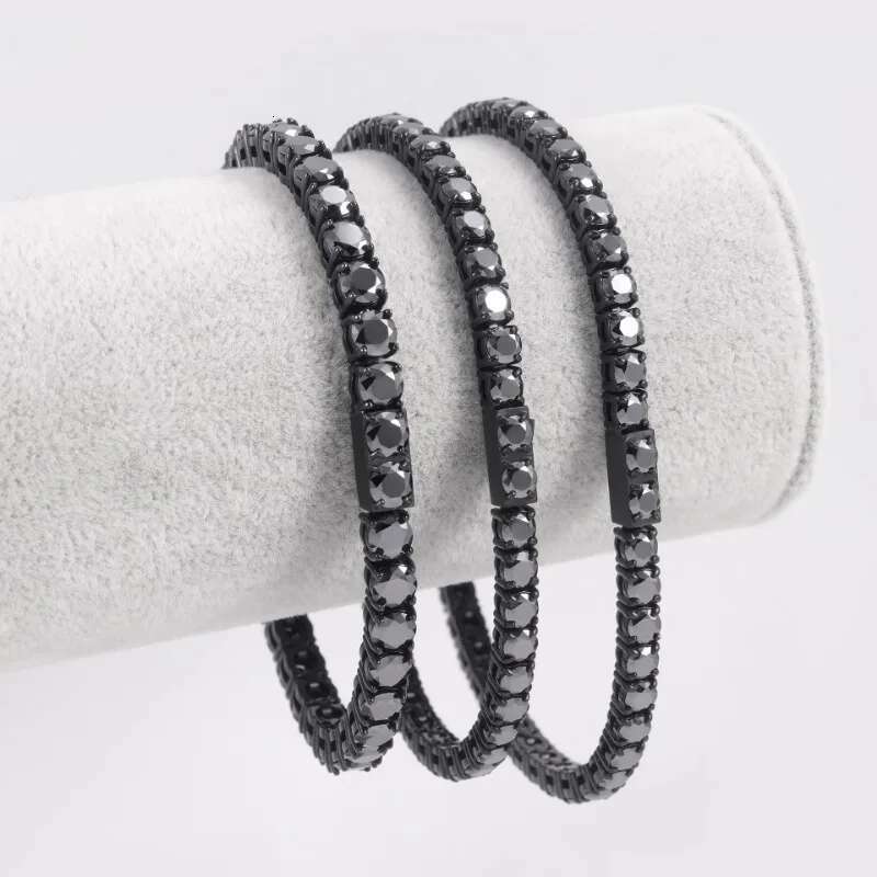 4-5mm Black VVS1 Moissanite Tennis Bracelet 316L Stainless Steel Hiphop Men Jewelry Link Chain Bracelets Pass Tester with Gra