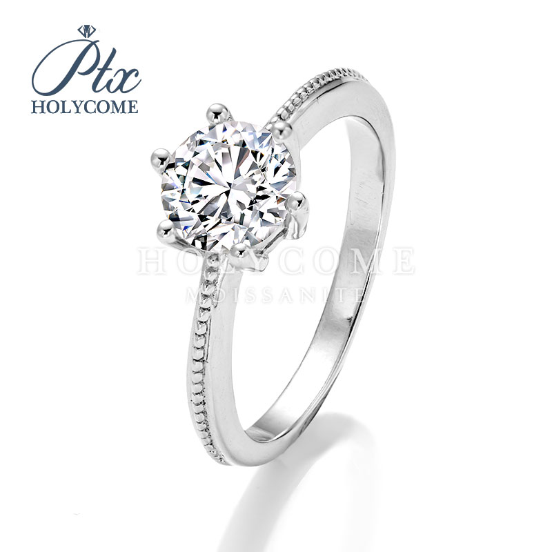 Handmade Wedding Band Classic Design Ring Jewelry 925 Sterling Silver 18k White Gold Plated Wedding Engagement Moissanite Stone Ring