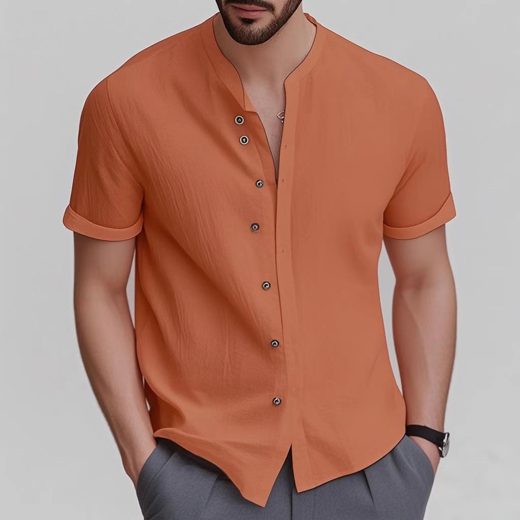 Designer 2025 Hot Sale! Men's Retro Hawaiian Style Button-Down Cotton Linen Casual Short Sleeve Shirt