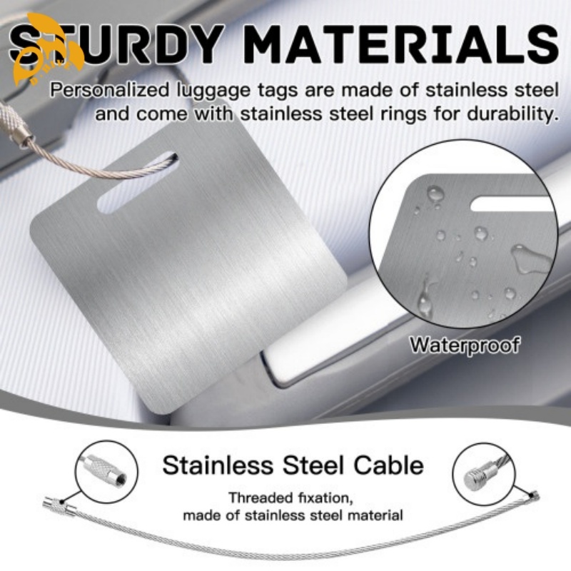Free delivery. fashion designers customize lightweight high-quality square stainless steel lage tags in white and black.